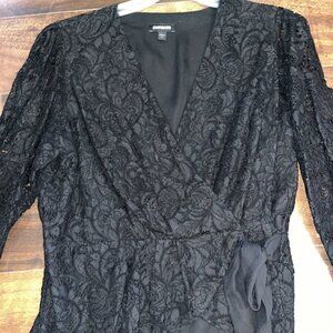 Beautiful Black Lace, Long Sleeve Blouse, Top By Express Size Extra Large